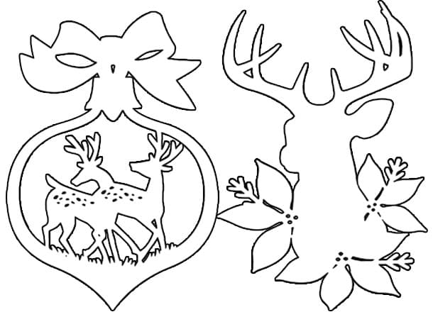 Трафарет олени и гирлянда