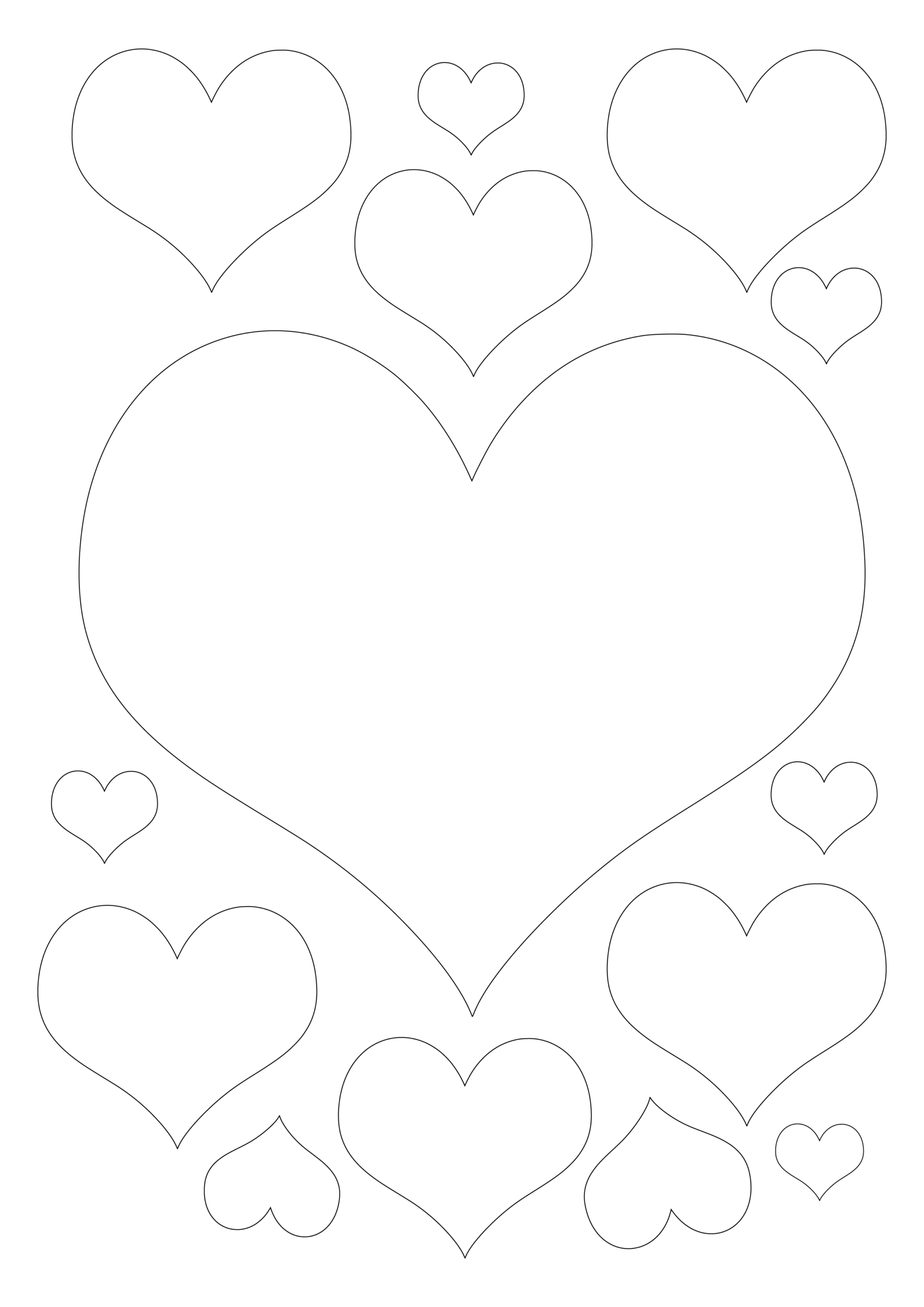 Сердечки трафарет и раскраска