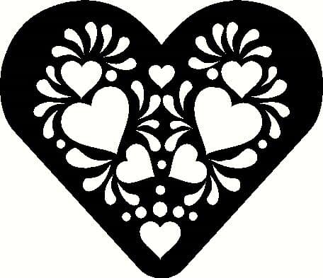 Сердечко с узорами трафарет