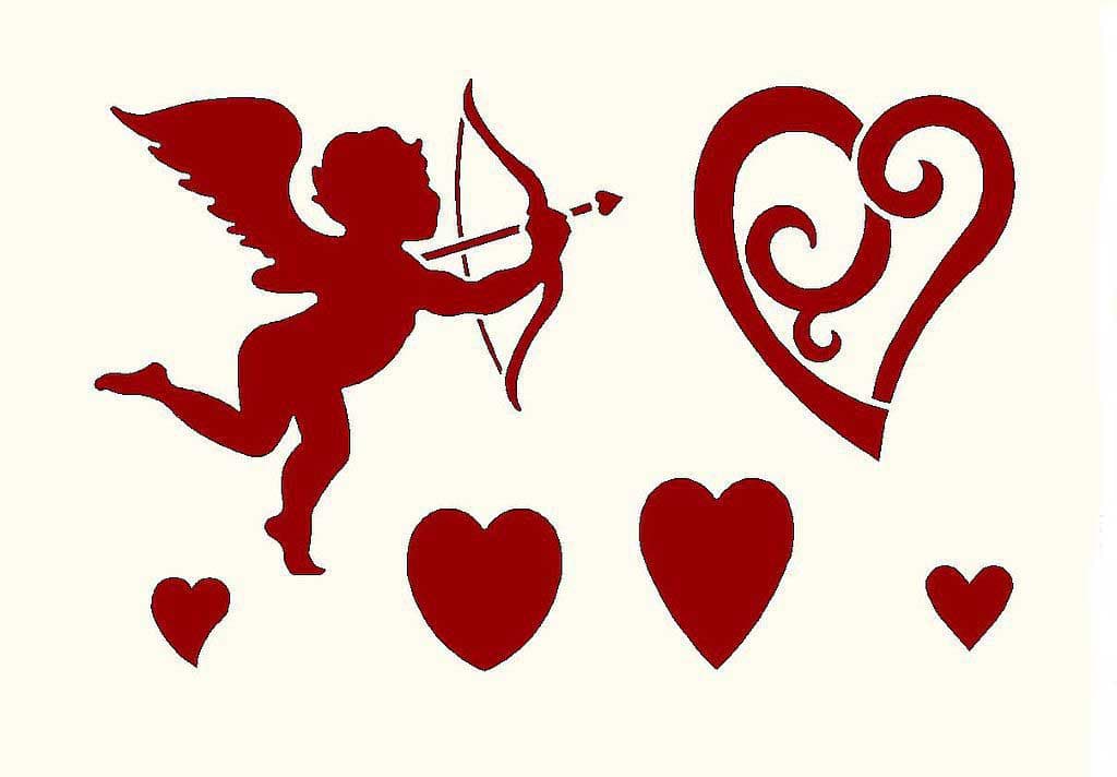 Трафарет ангел и сердце
