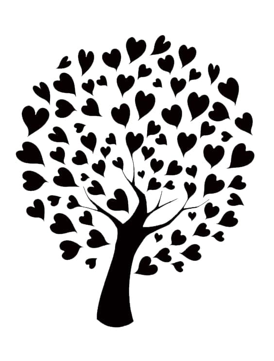Дерево с листьями сердечками