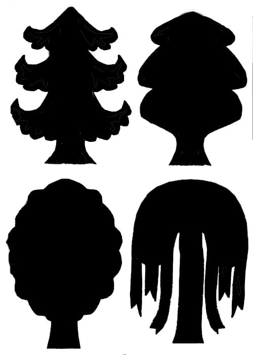 Трафарет фигурки деревьев